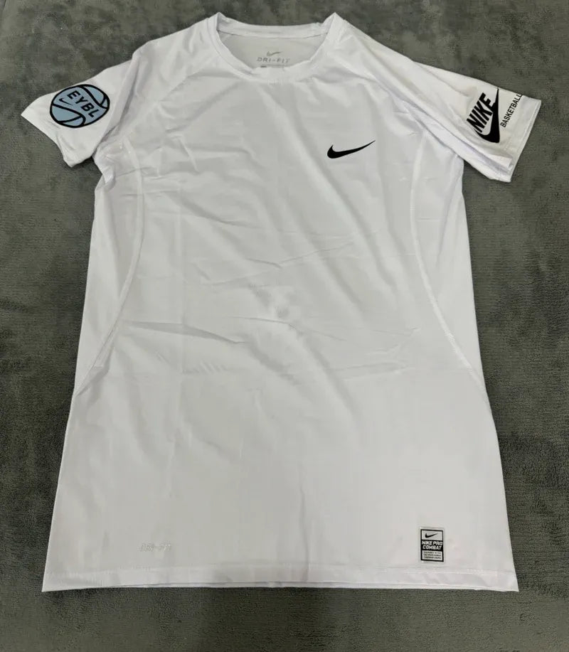Elite Circuit Compression T-Shirt White Blue Logo